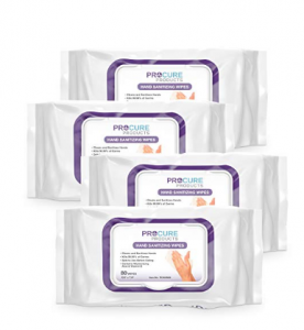 ProCure Hand Sanitizing Wipes 4 Pack, 320 Moisturizing Cloths with Aloe and Vitamin E - Kills 99.99%